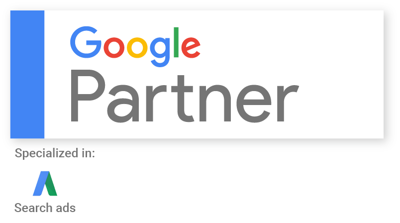Dit logo geeft aan dat we Google Partner zijn, gespecialiseerd in Search Ads bij AdWords