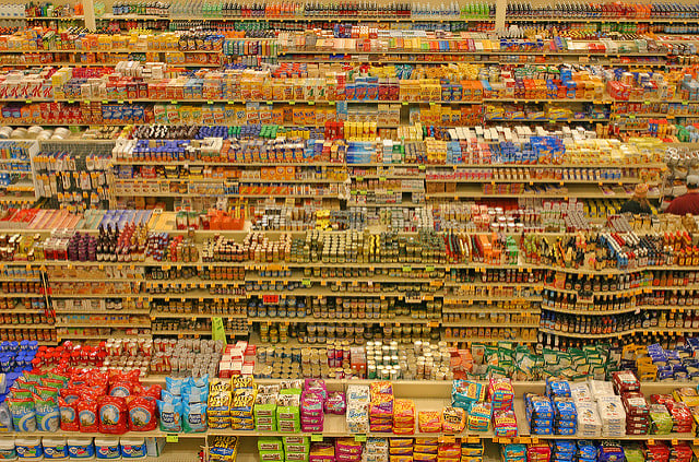 Voorbeeld van een assortiment in een supermarkt