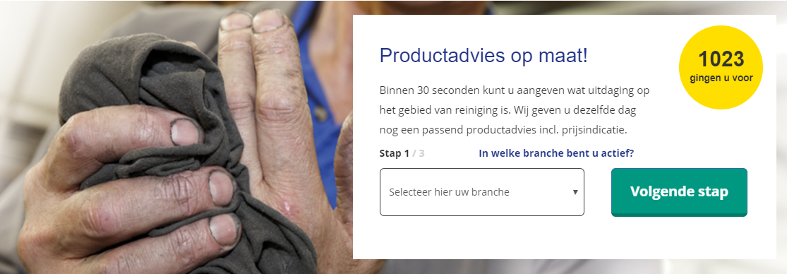 Voorbeeld van de Productadvies op maat configurator