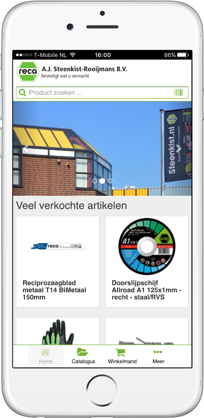 Voorbeeld van de homepage van de ScanApp met de scanfunctie