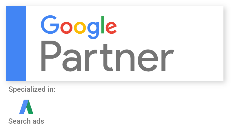 Dit logo geeft aan dat we Google Partner zijn, gespecialiseerd in Search Ads bij AdWords