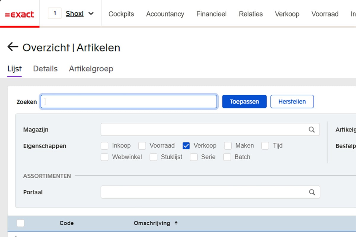 Exact Online integratie